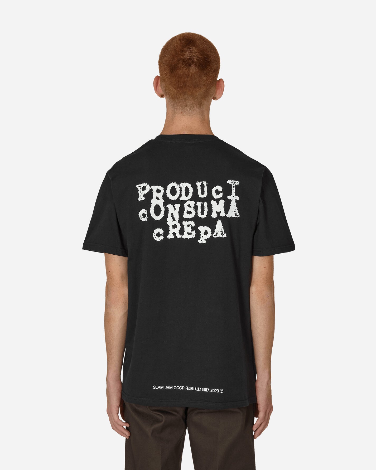 Slam Jam Produci Consuma Crepa Tee Black T-Shirts Shortsleeve BBMW034JY28 BLK0001