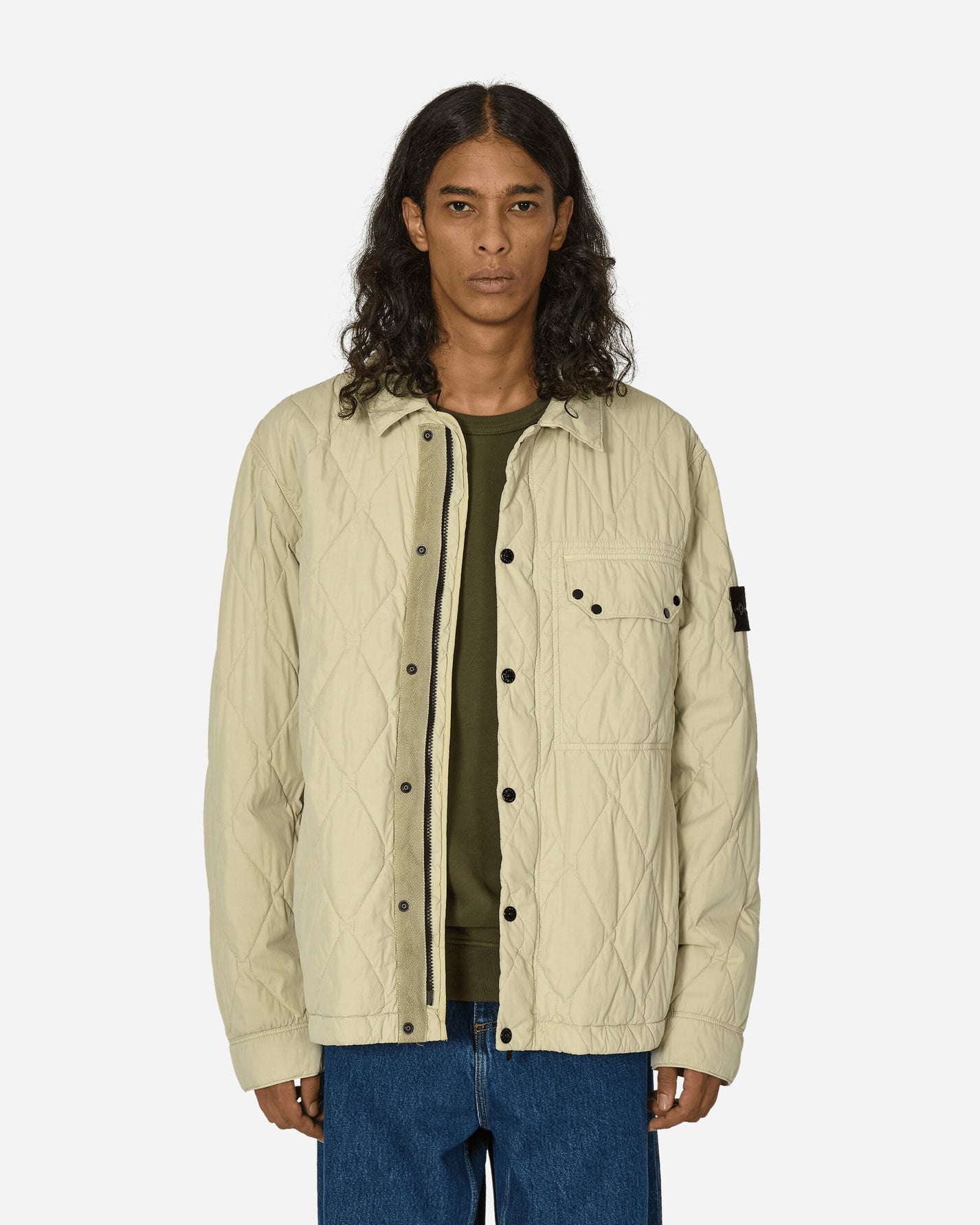 Stone Island 50 Fili Quilted Shirt Jacket Plaster Coats and Jackets Jackets 8115Q0633 V0097