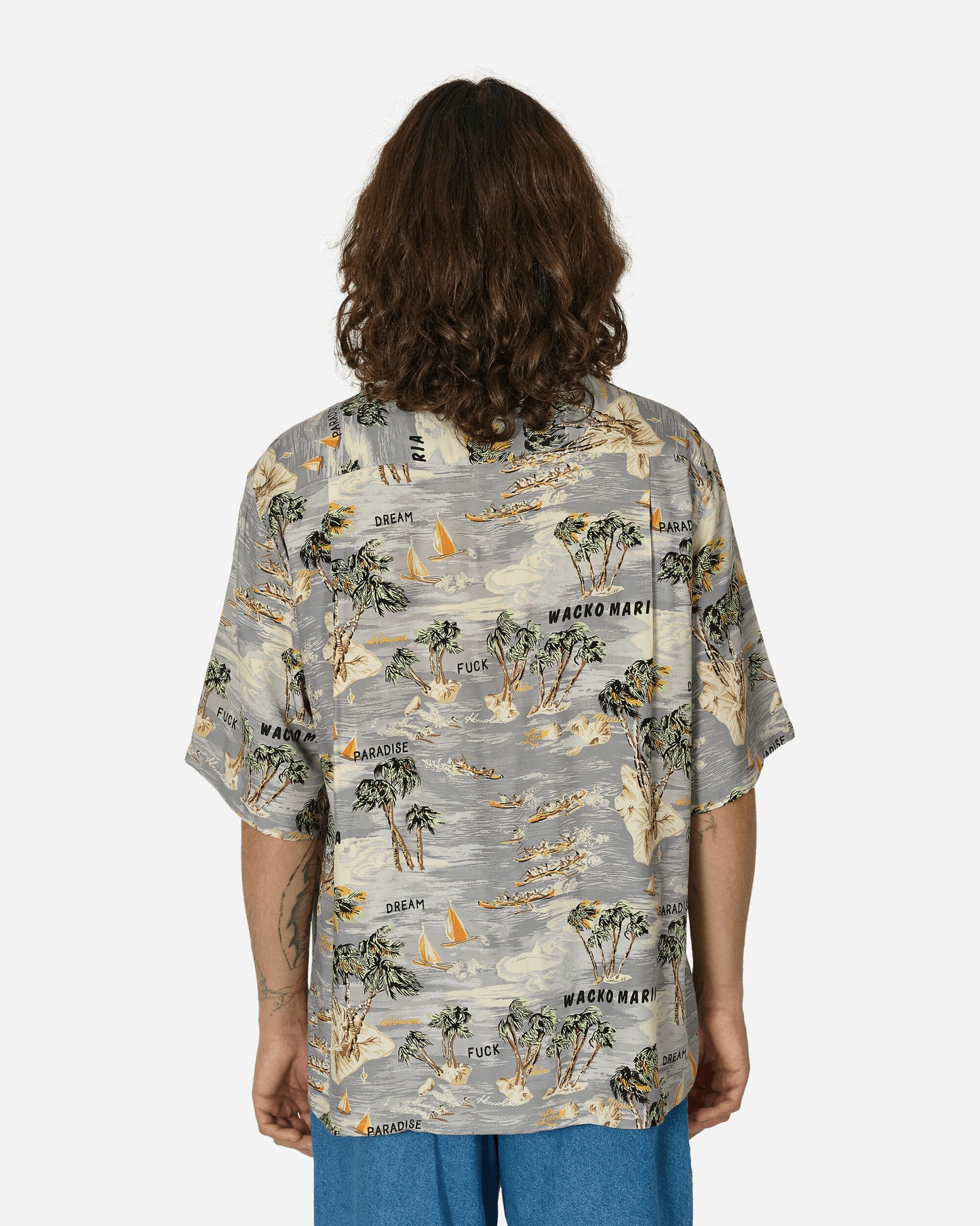 WACKO MARIA Hawaiian Shirt S/S (Type-1) Gray Shirts Shortsleeve Shirt WMS-HI01 GRY