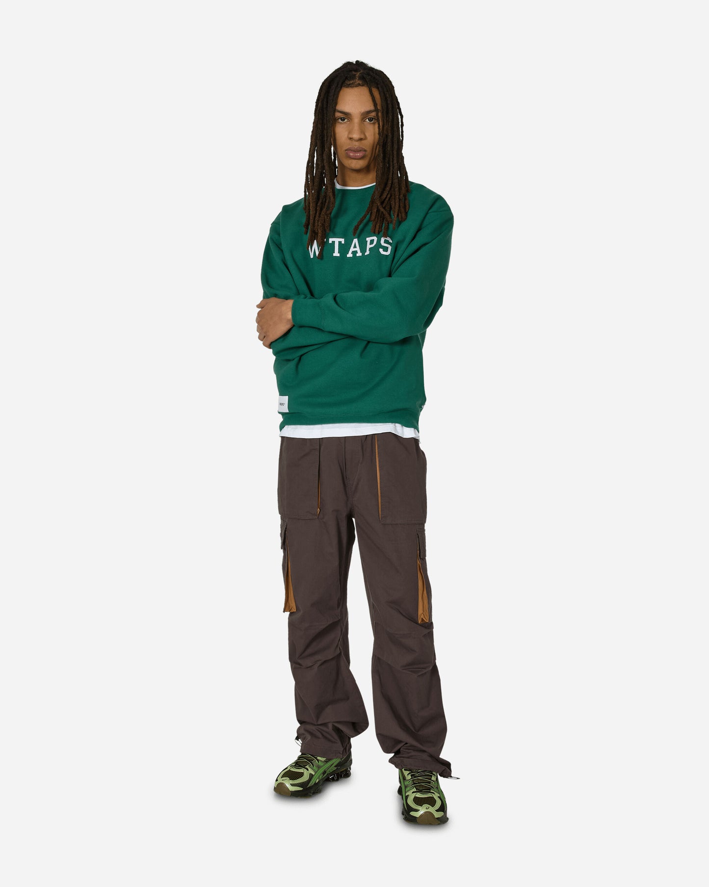 WTAPS Dt Cut & Sewn Green Sweatshirts Crewneck 241ATDT-CSM03 GRN