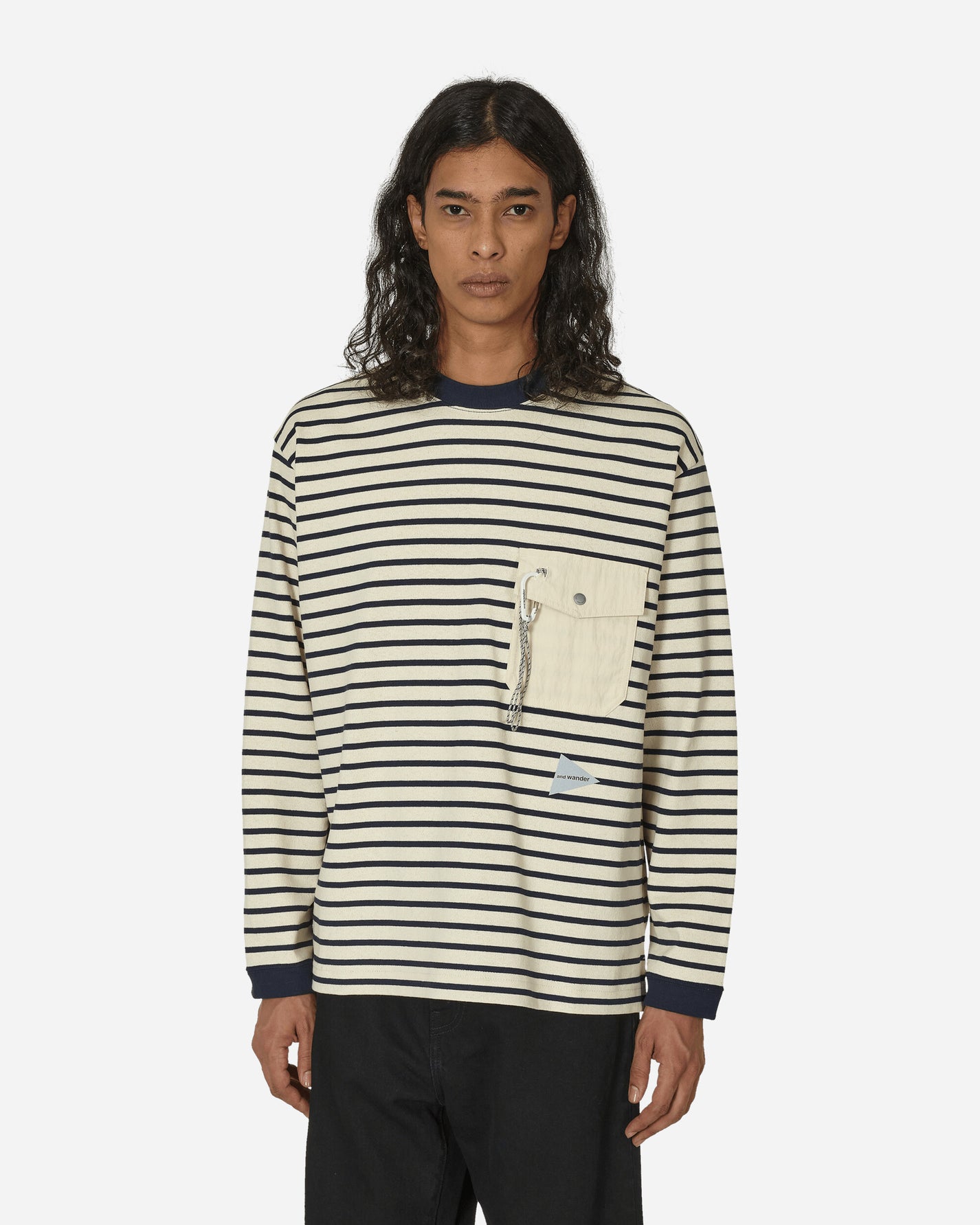 and wander Stripe Pocket L/S T Off White T-Shirts Longsleeve 5744184304 031