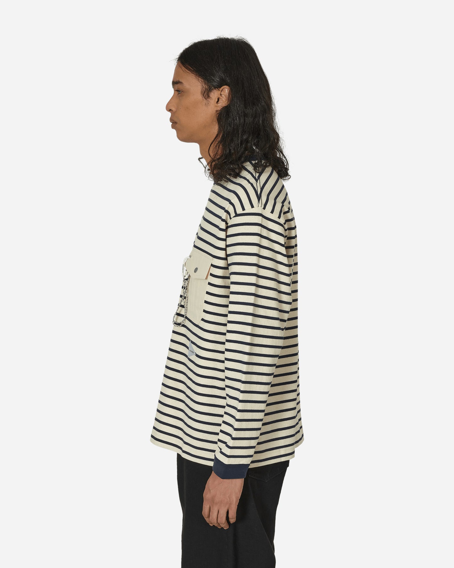 and wander Stripe Pocket L/S T Off White T-Shirts Longsleeve 5744184304 031