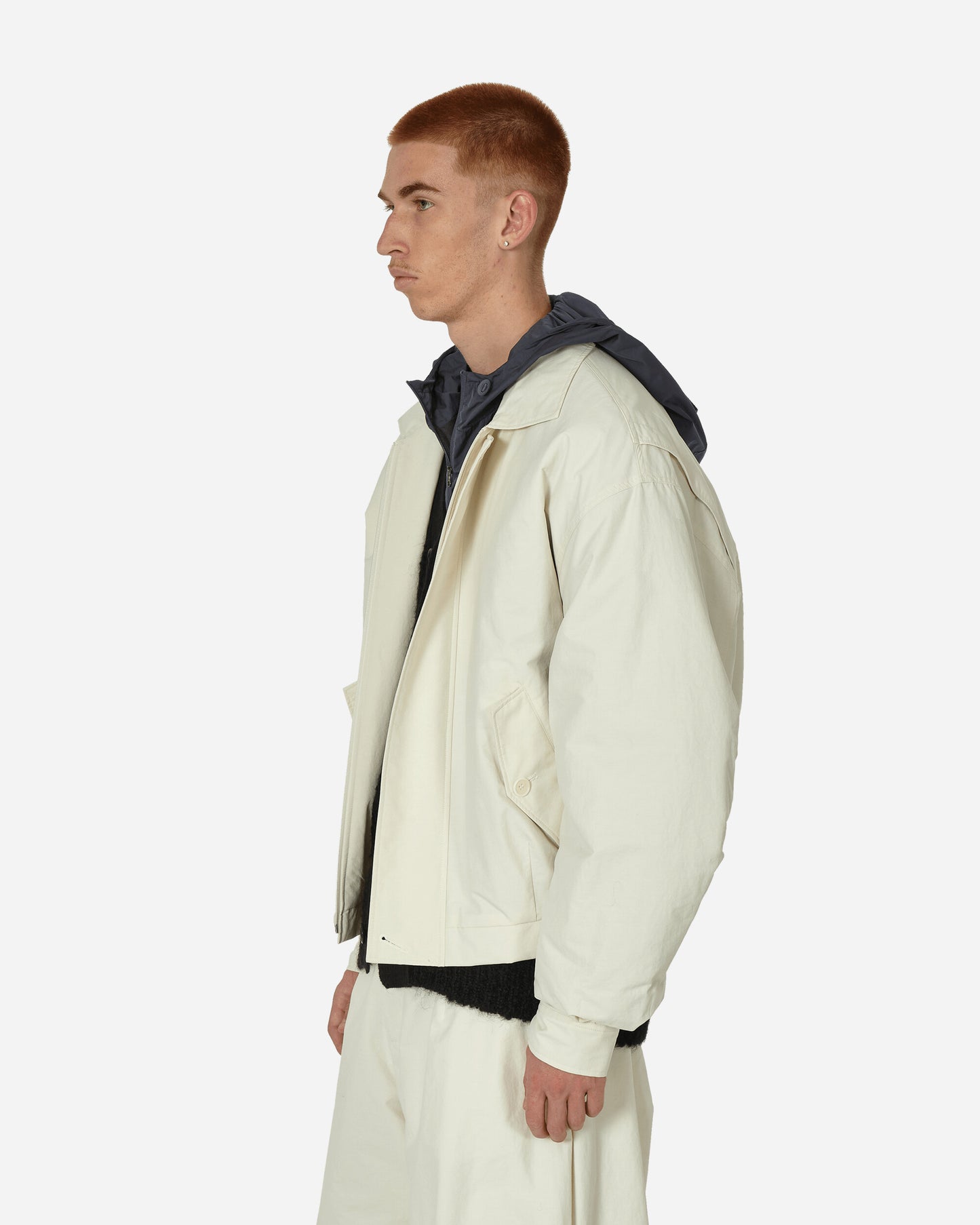 AMOMENTO Padded Cotton Nylon Jumper Ecru Coats and Jackets Jackets AM23FWM01JP 001