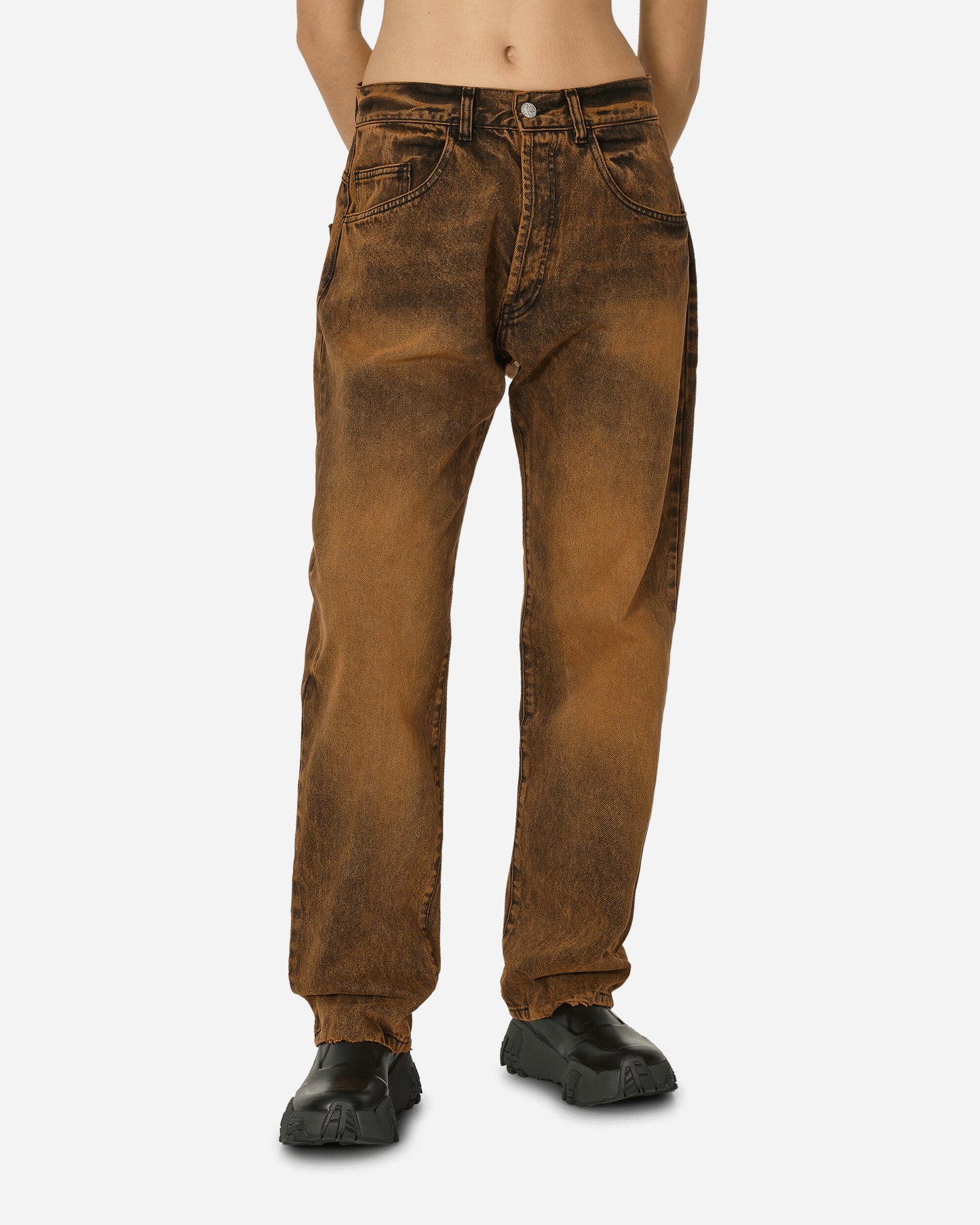 Aries Acid Wash Batten Jean Orange Pants Denim FUAR31313 ORG