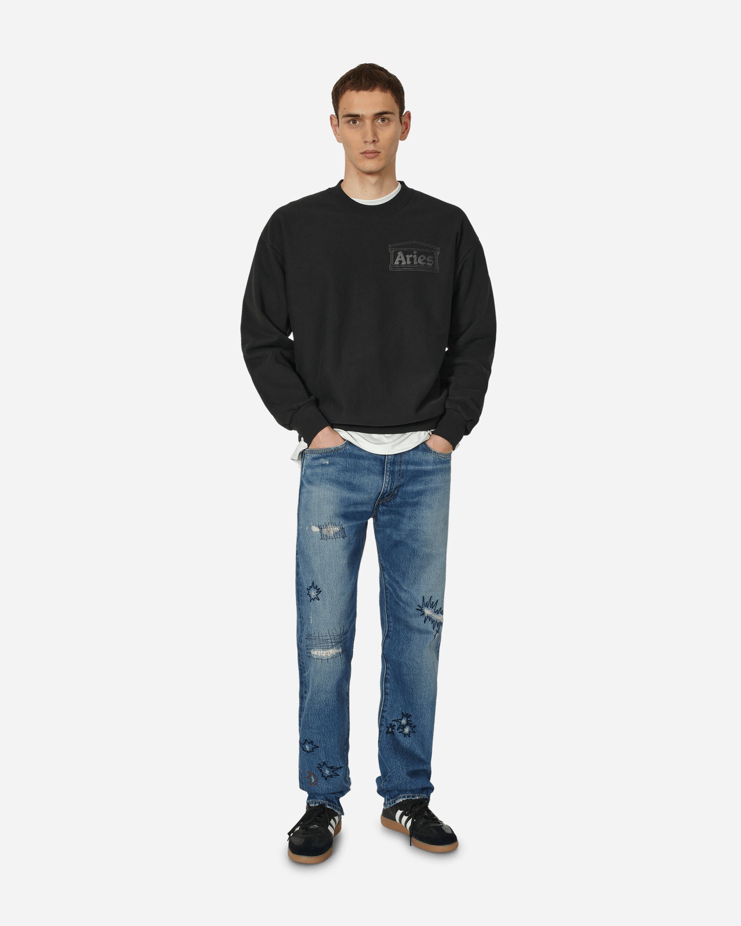 Aries Premium Temple Sweatshirt Black Knitwears Sweaters COAR20000 BLK