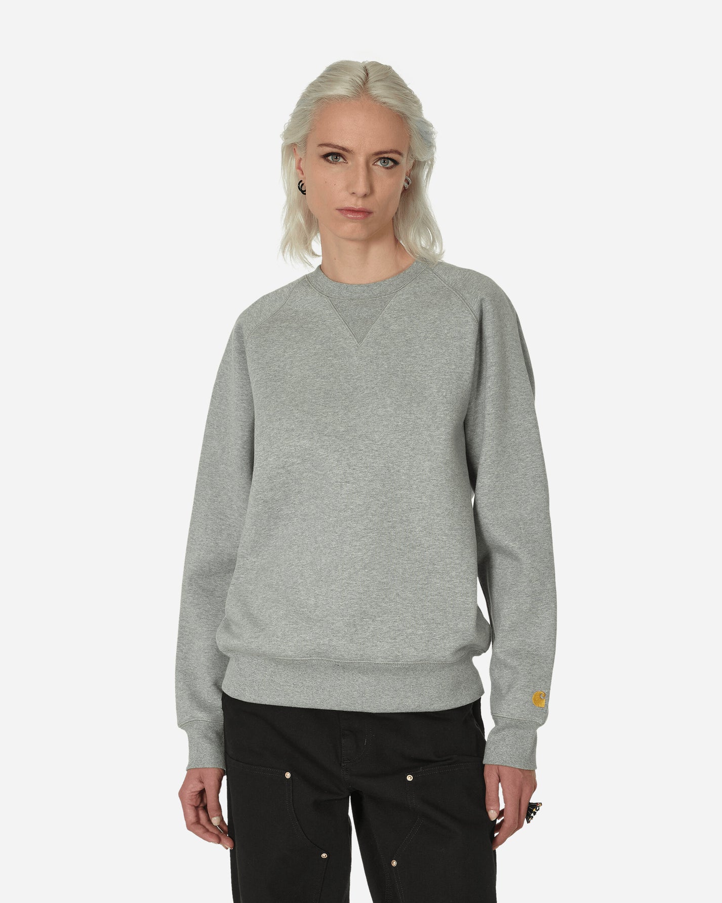 Carhartt WIP Chase Sweat Grey Heather/Gold Sweatshirts Crewneck I026383 00MXX