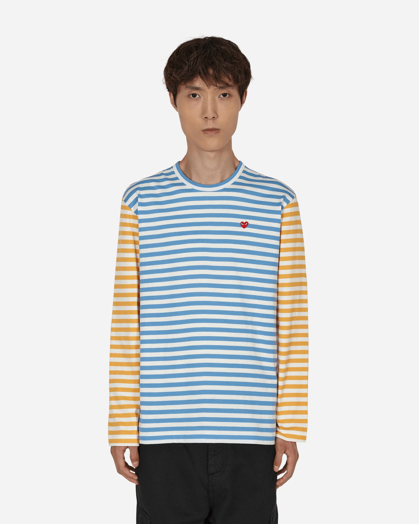 Comme Des Garçons Play Mens T-Shirt Knit Blue Yellow T-Shirts Longsleeve P1T318 1