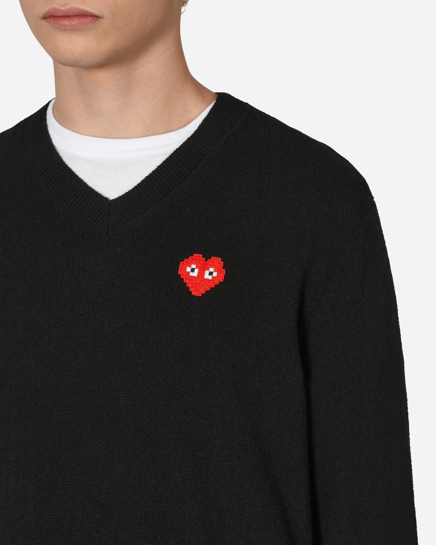 Comme Des Garçons Play Small Heart Vneck Knitwear Black Knitwears Sweaters P1N082 2