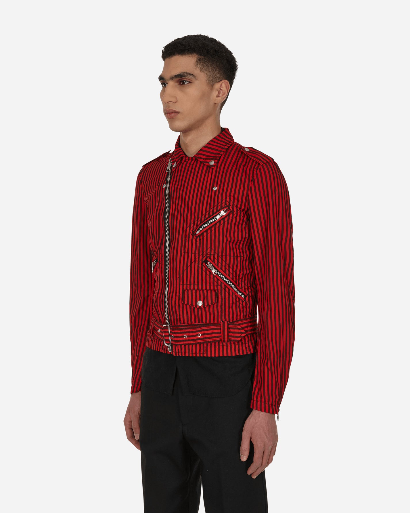 Comme Des Garçons Shirt Jacket Woven Stripes Red Coats and Jackets Jackets FI-J002 1