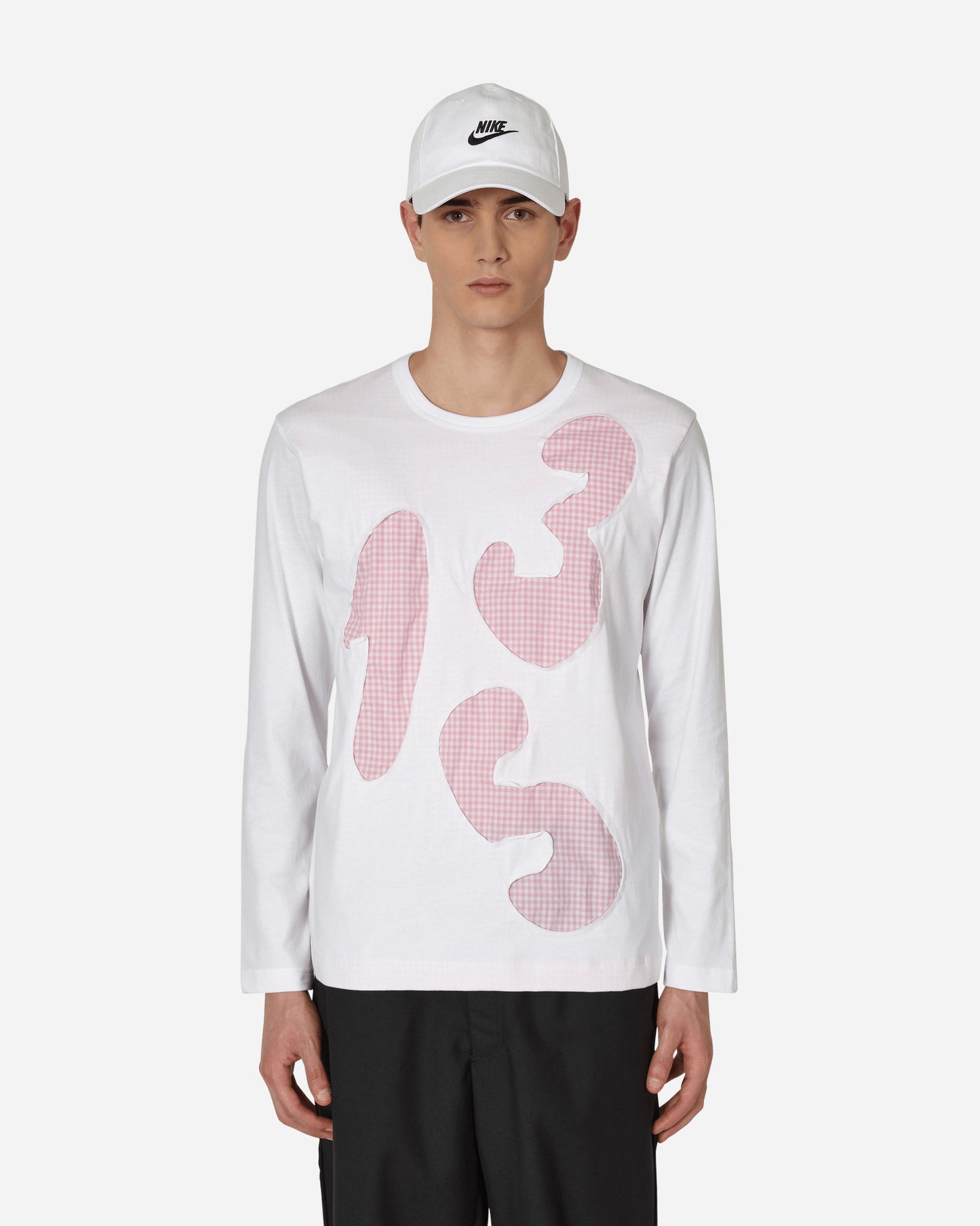 Comme Des Garçons Shirt Mens T-Shirt Knit White/Pink T-Shirts Longsleeve FJ-T009-W22 2