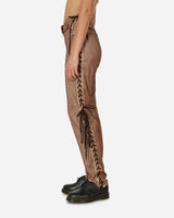 Jean Paul Gaultier Wmns Knwls Low Waist Laced Straight Trousers Brown/Ecru Pants Trousers 2314-F-PA074TP-D005 6003