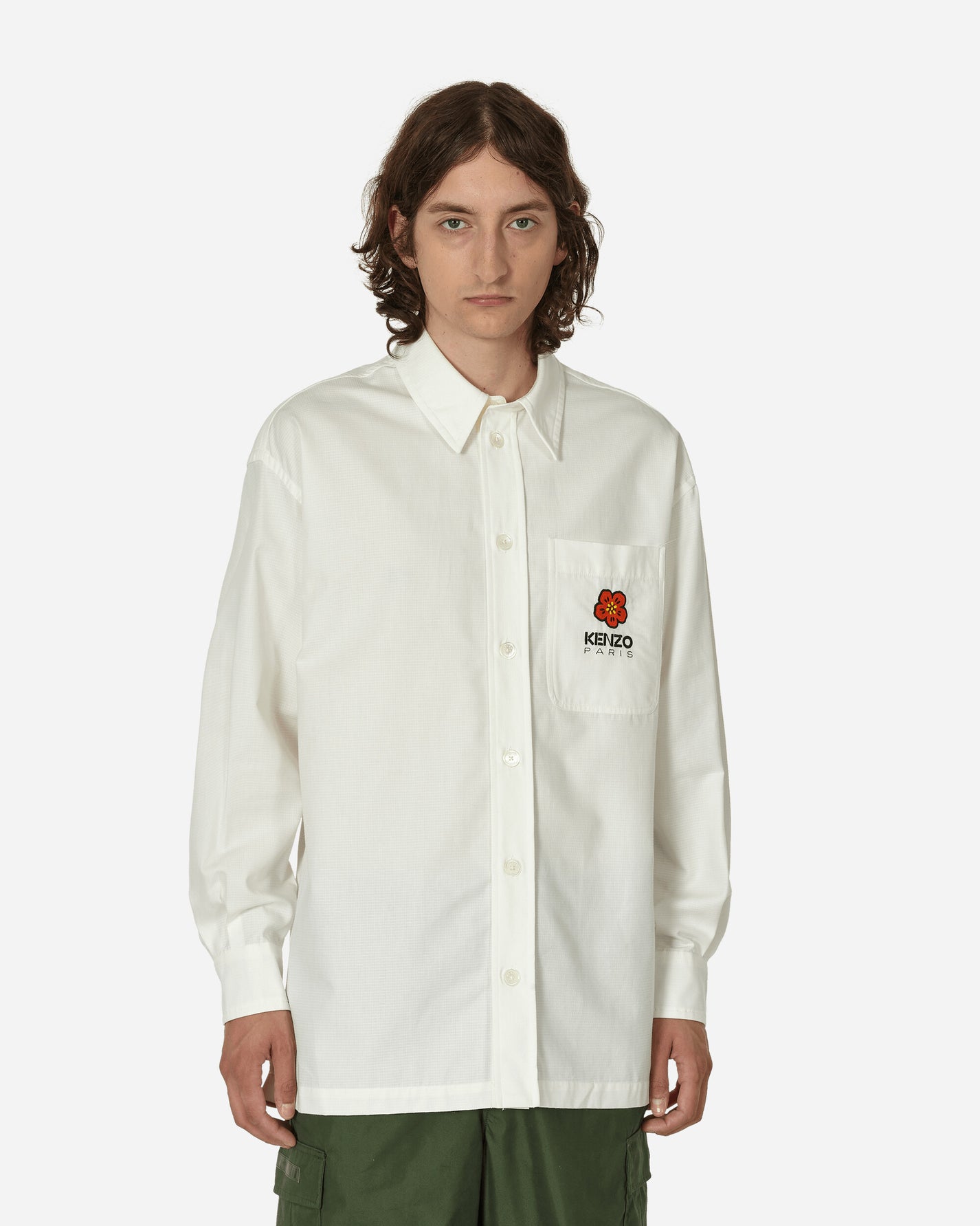 KENZO Paris Boke Crest Oversized Shirt Off White Shirts Longsleeve Shirt FD65CH5079LA 02