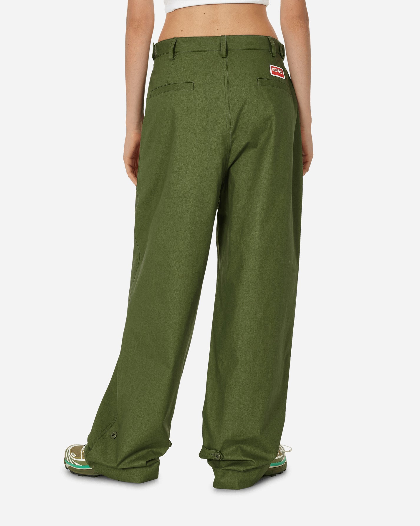 KENZO Paris Oversized Straight Pant Dark Khaki Pants Trousers FD65PA3769GB 51