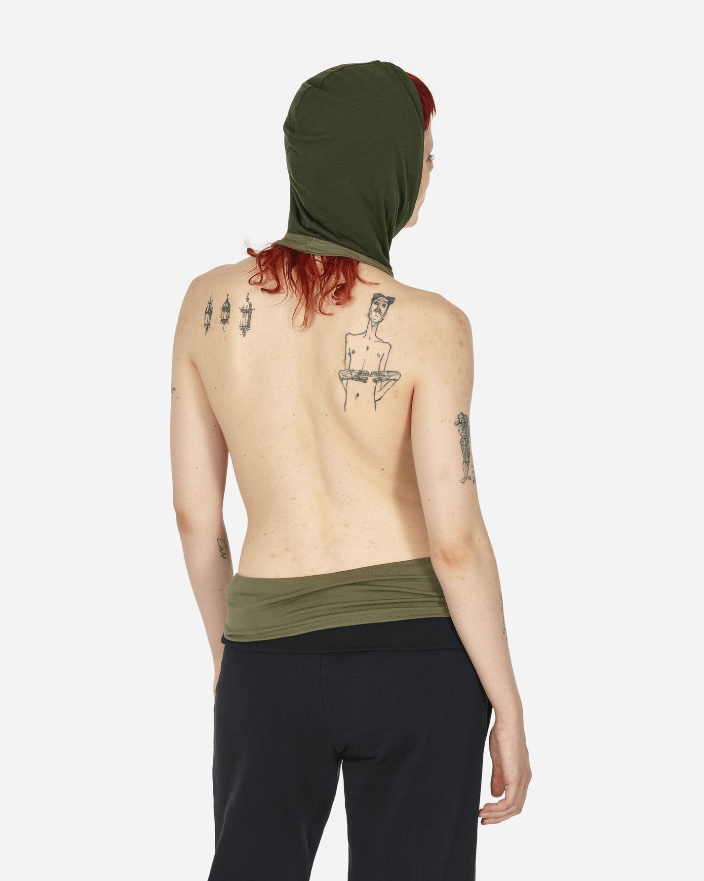 Mainline:RUS/Fr.CA/DE Wmns  Low Open-Back Tank With Hood Green T-Shirts Shortsleeve ALI  3