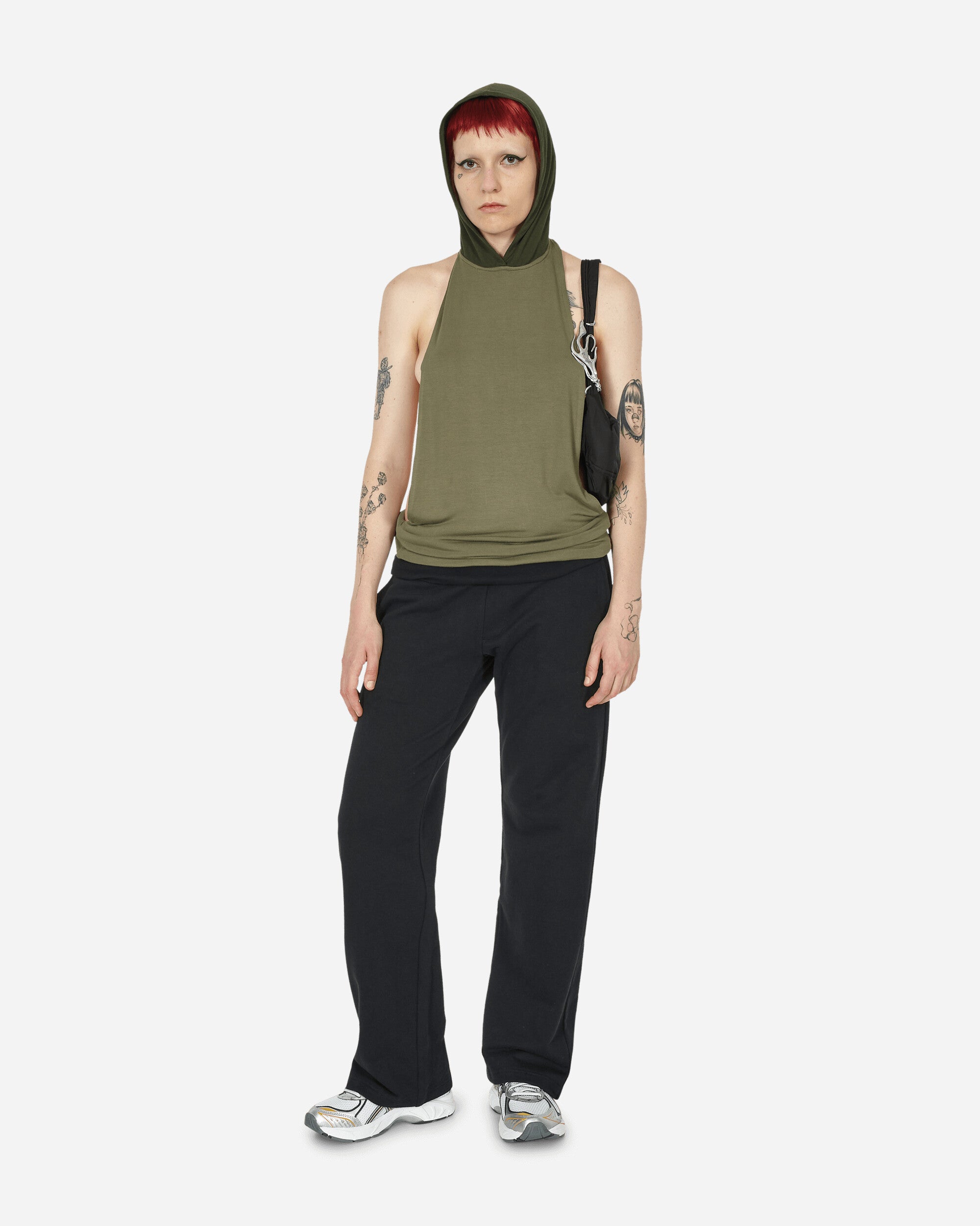 Mainline:RUS/Fr.CA/DE Wmns  Low Open-Back Tank With Hood Green T-Shirts Shortsleeve ALI  3