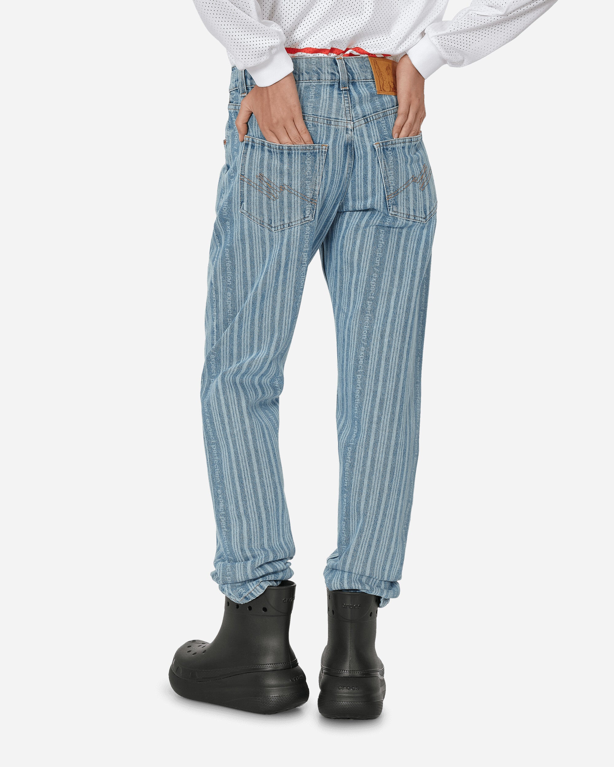 Martine Rose Straight Leg Jean Blue Pinstripe Pants Denim CMRAW23-204 001