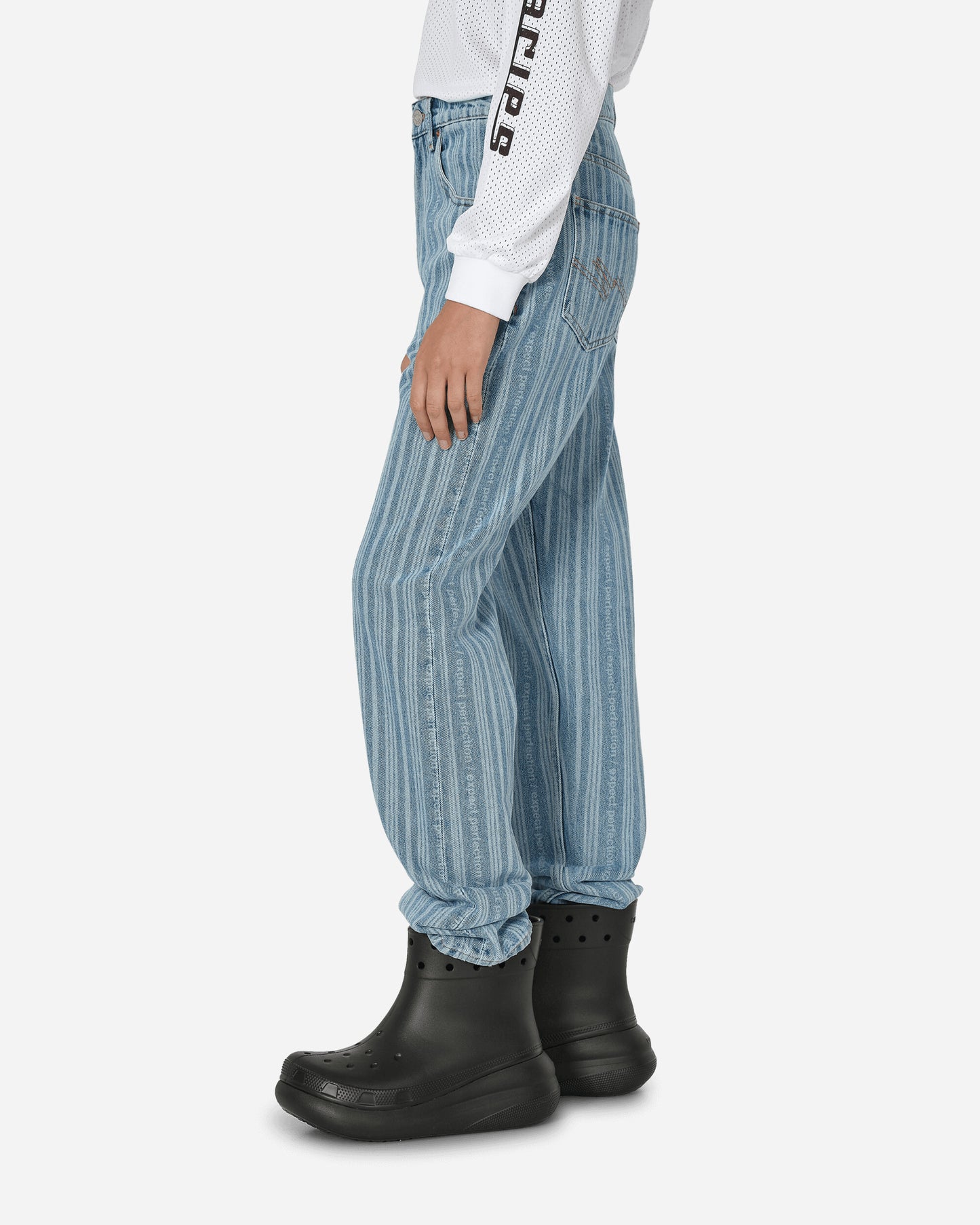 Martine Rose Straight Leg Jean Blue Pinstripe Pants Denim CMRAW23-204 001