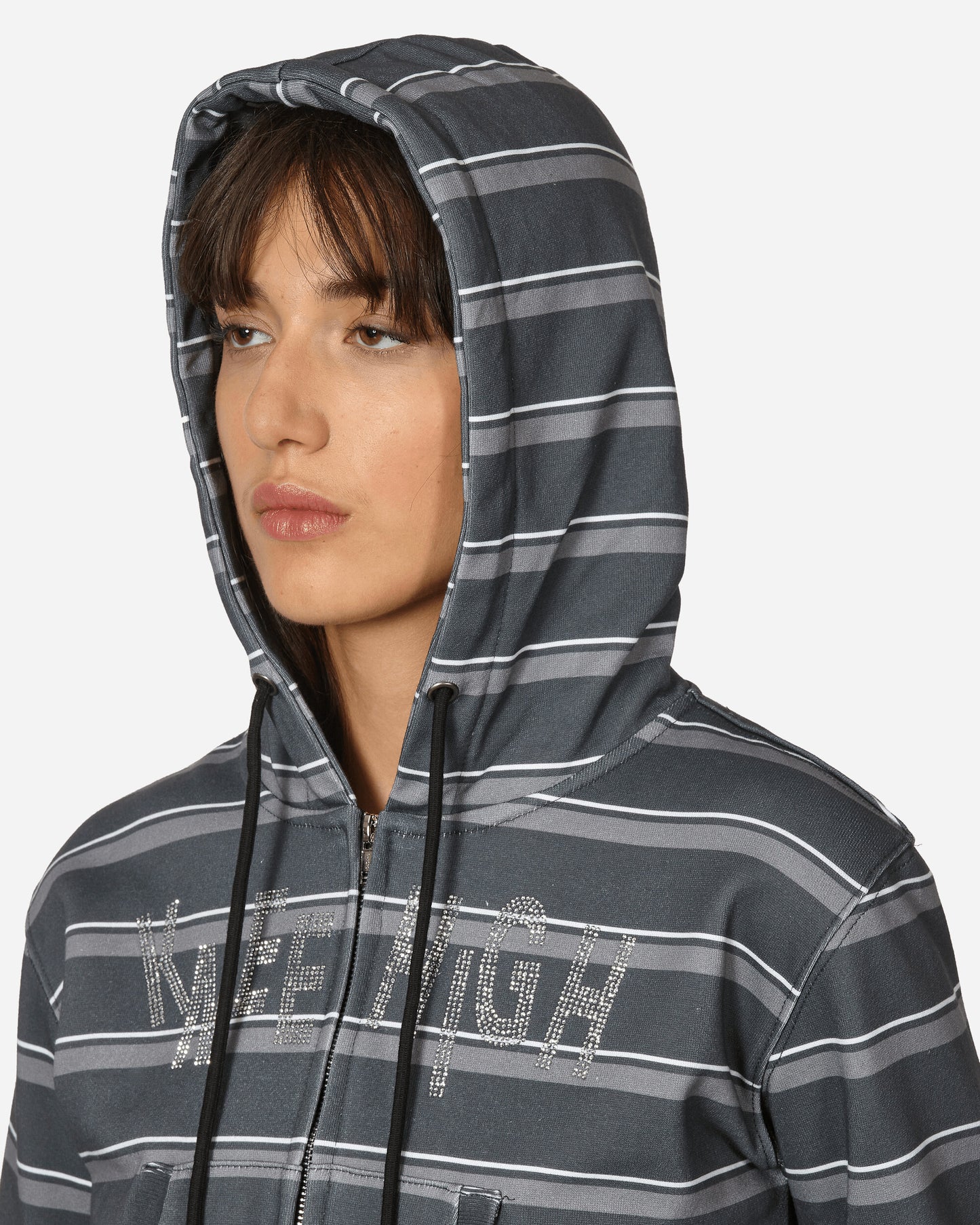 Nii Hai Wmns Striped Hoodie Grey  Sweatshirts Hoodies AW22OTWRCSRH GRY