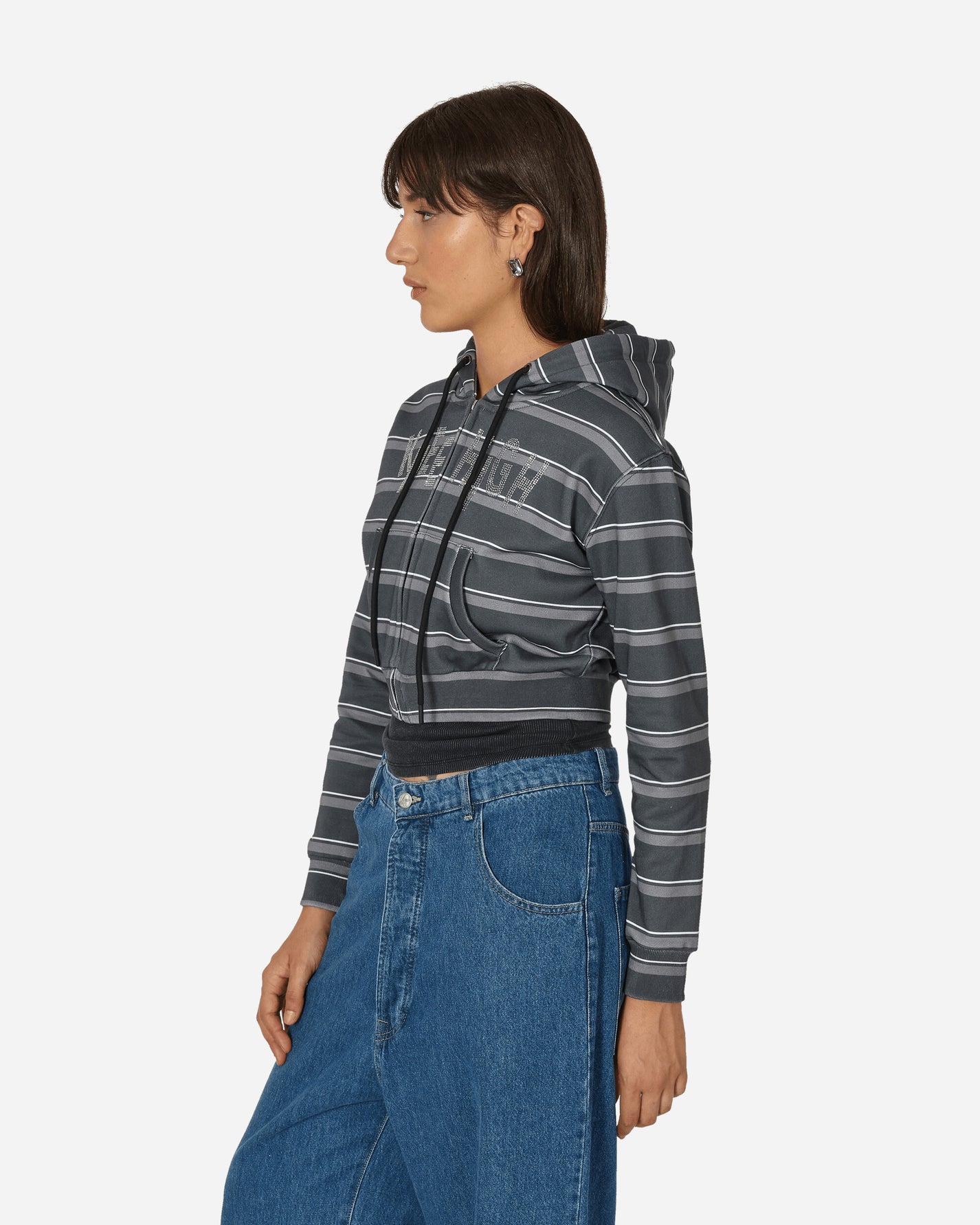 Nii Hai Wmns Striped Hoodie Grey  Sweatshirts Hoodies AW22OTWRCSRH GRY