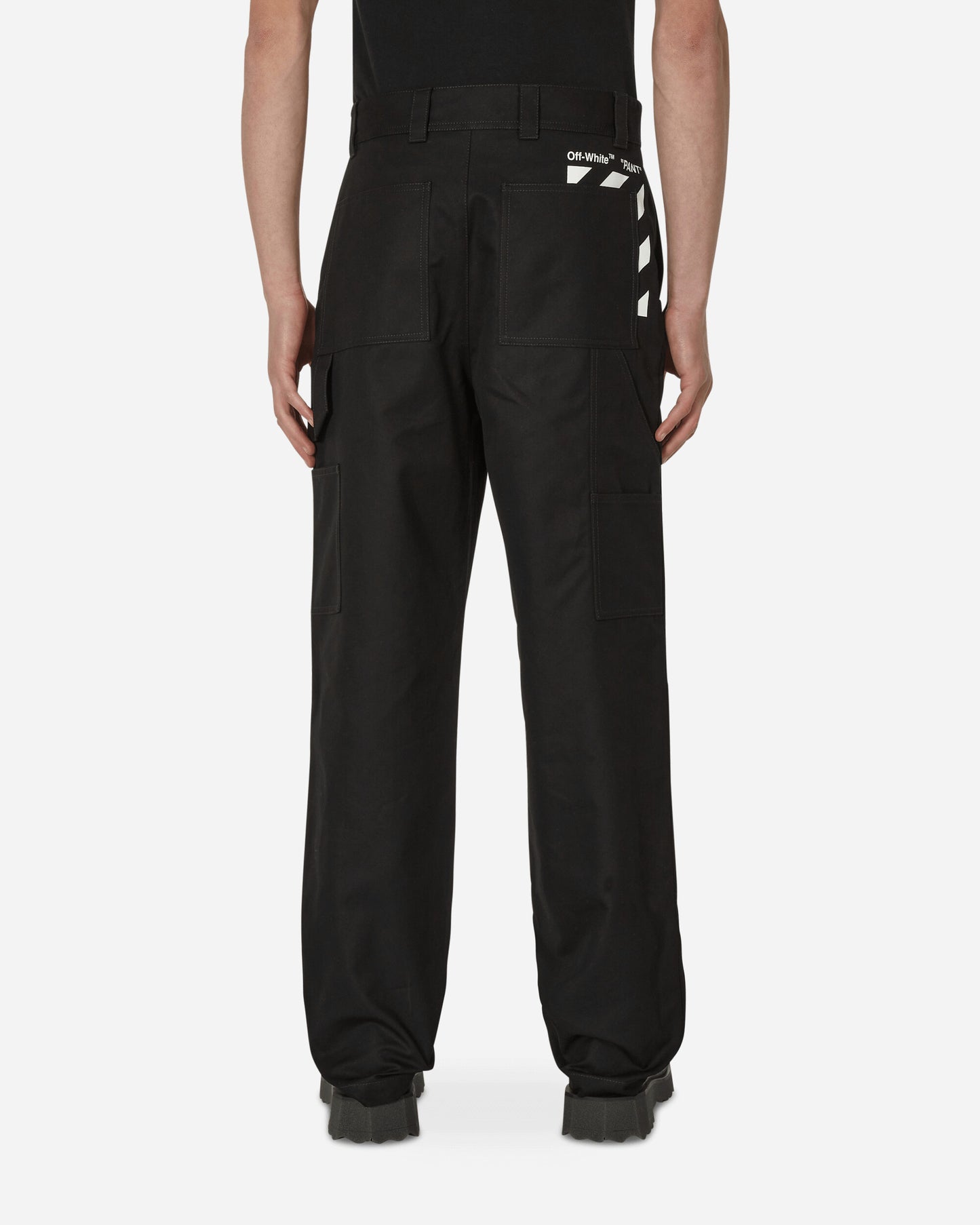 Off-White Diagonal Pocket Carpenter Pant Black/White Shorts Cargo Short OMCA207C99FAB001 1001