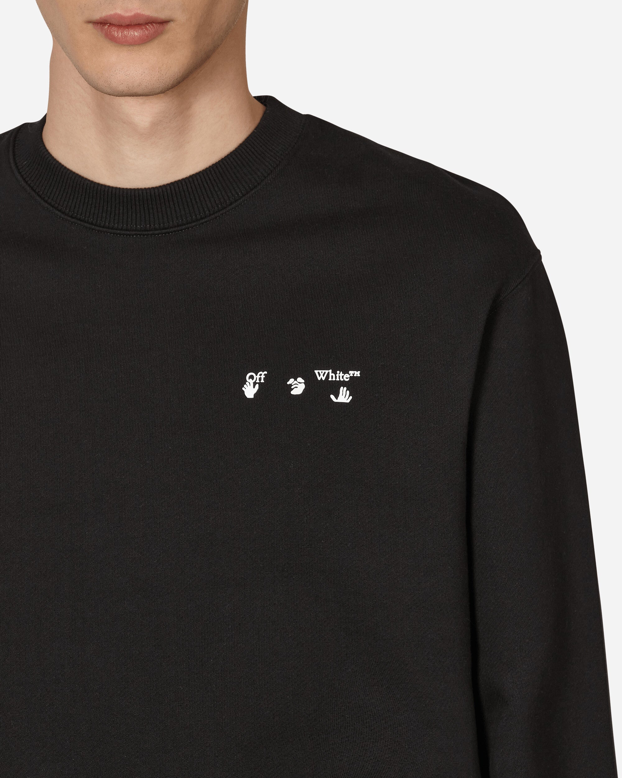 Off-White Off-White Logo Slim Crewneck Black/White Sweatshirts Crewneck OMBA057C99FLE012 1001