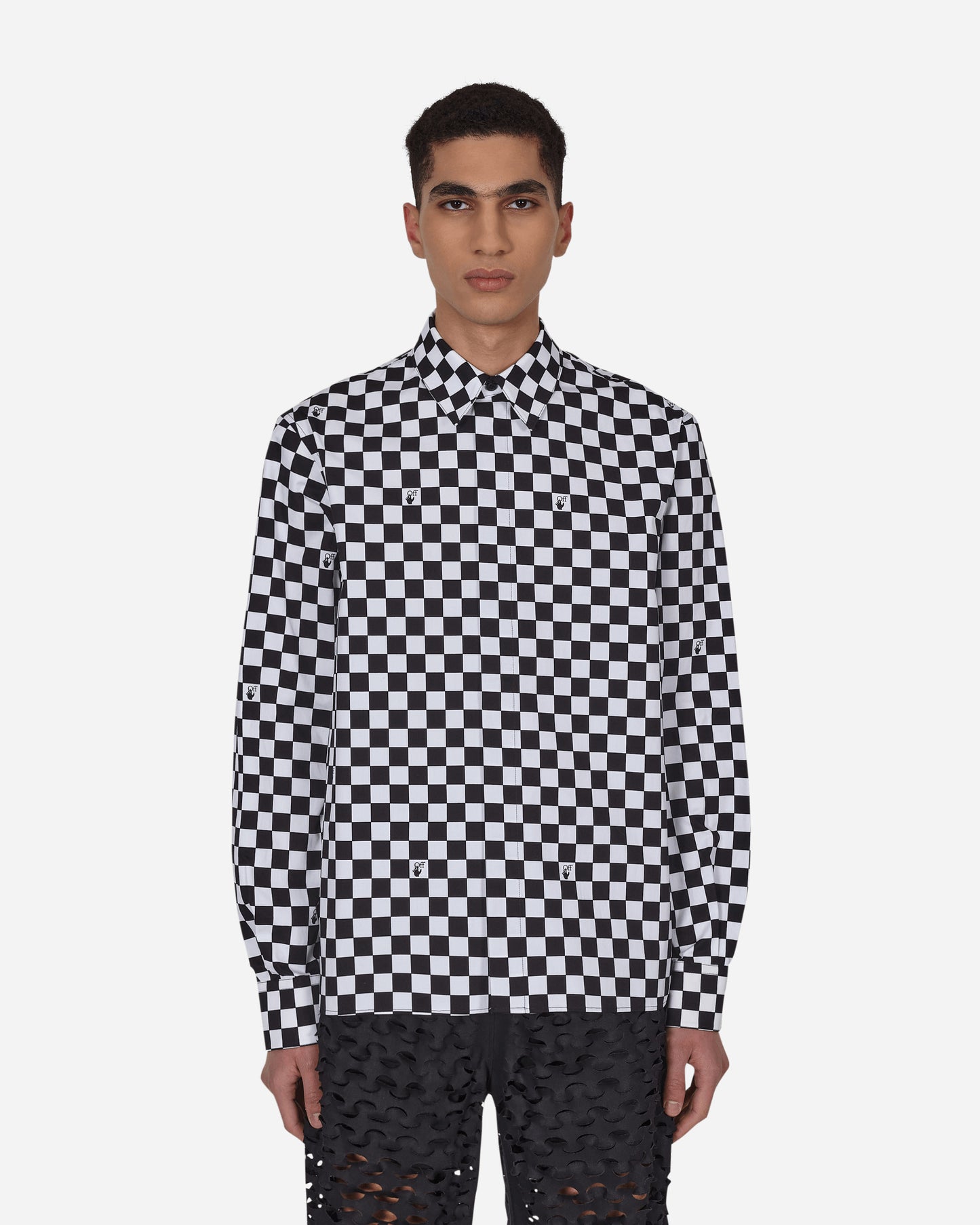 Off-White Check Skate Shirt Black White Shirts Longsleeve OMGA227S22FAB001 1001