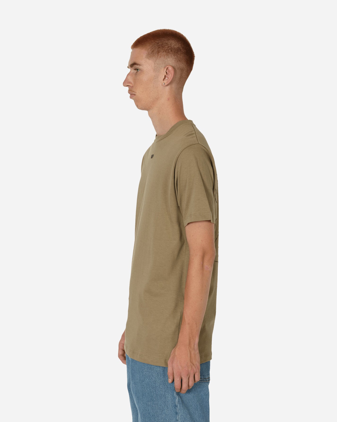 Off-White Off Stitch Slim S/S Tee Beige/Black T-Shirts Shortsleeve OMAA027F23JER0086 6110