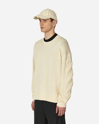 Off-White 3D Diagonal Crewneck Knit New Beige Knitwears Sweaters OMHE151S23KNI001 6161