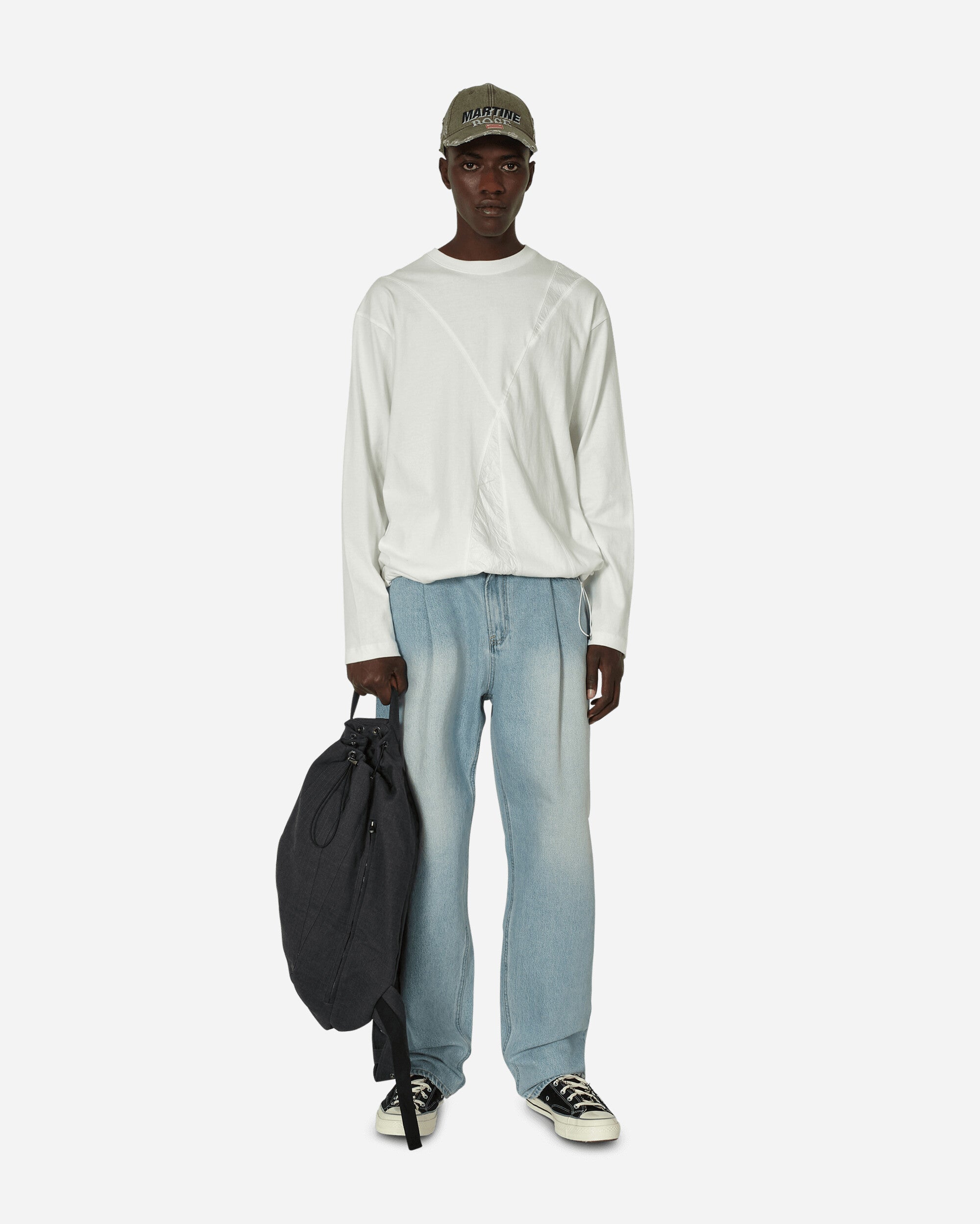 Unaffected Wrinkled Panel Long Sleeves Off White T-Shirts Longsleeve UN23FWCS06 001