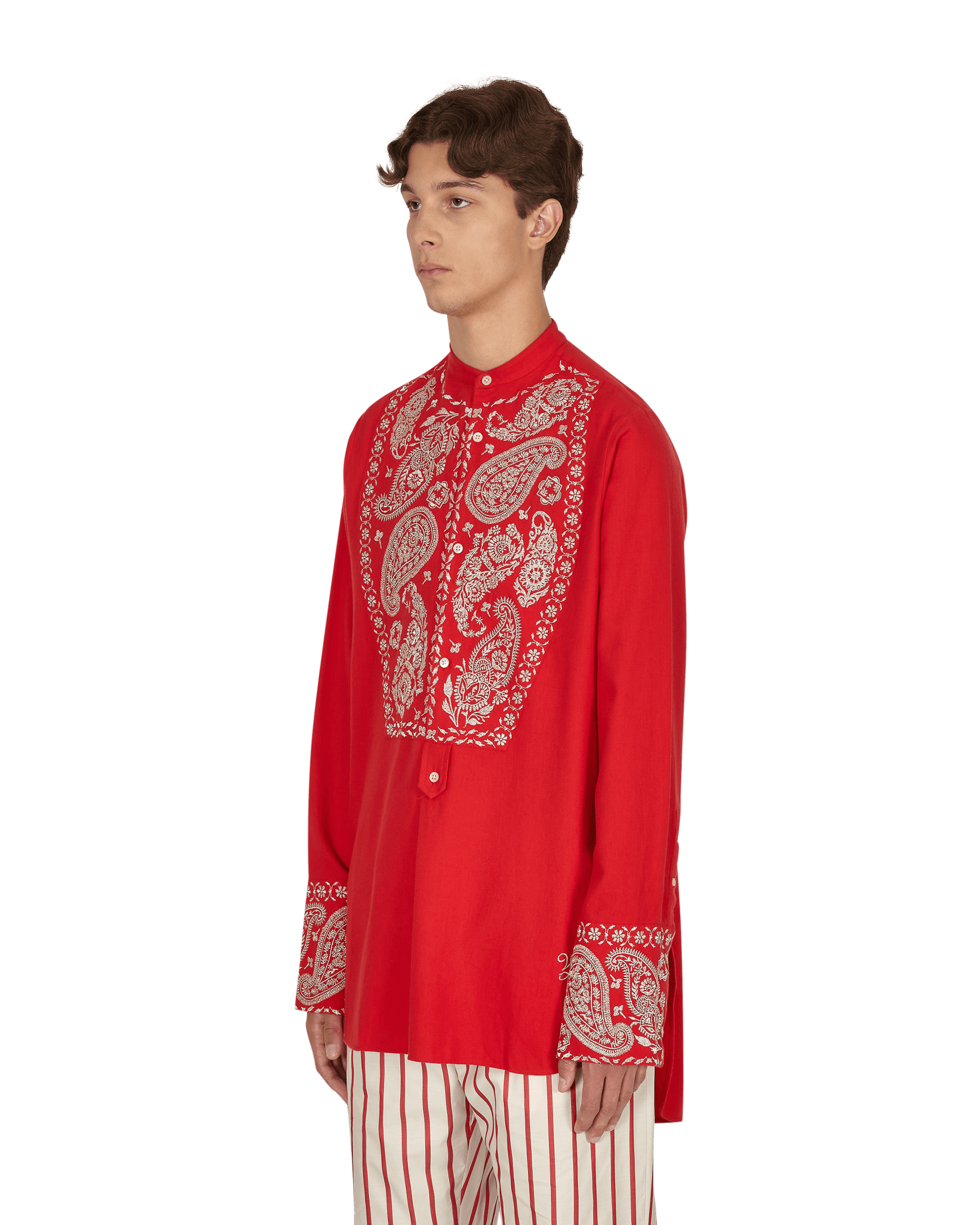 Wales Bonner Menelik Embroidered Scarlet Shirts Longsleeve UA21SH12-CO02 350