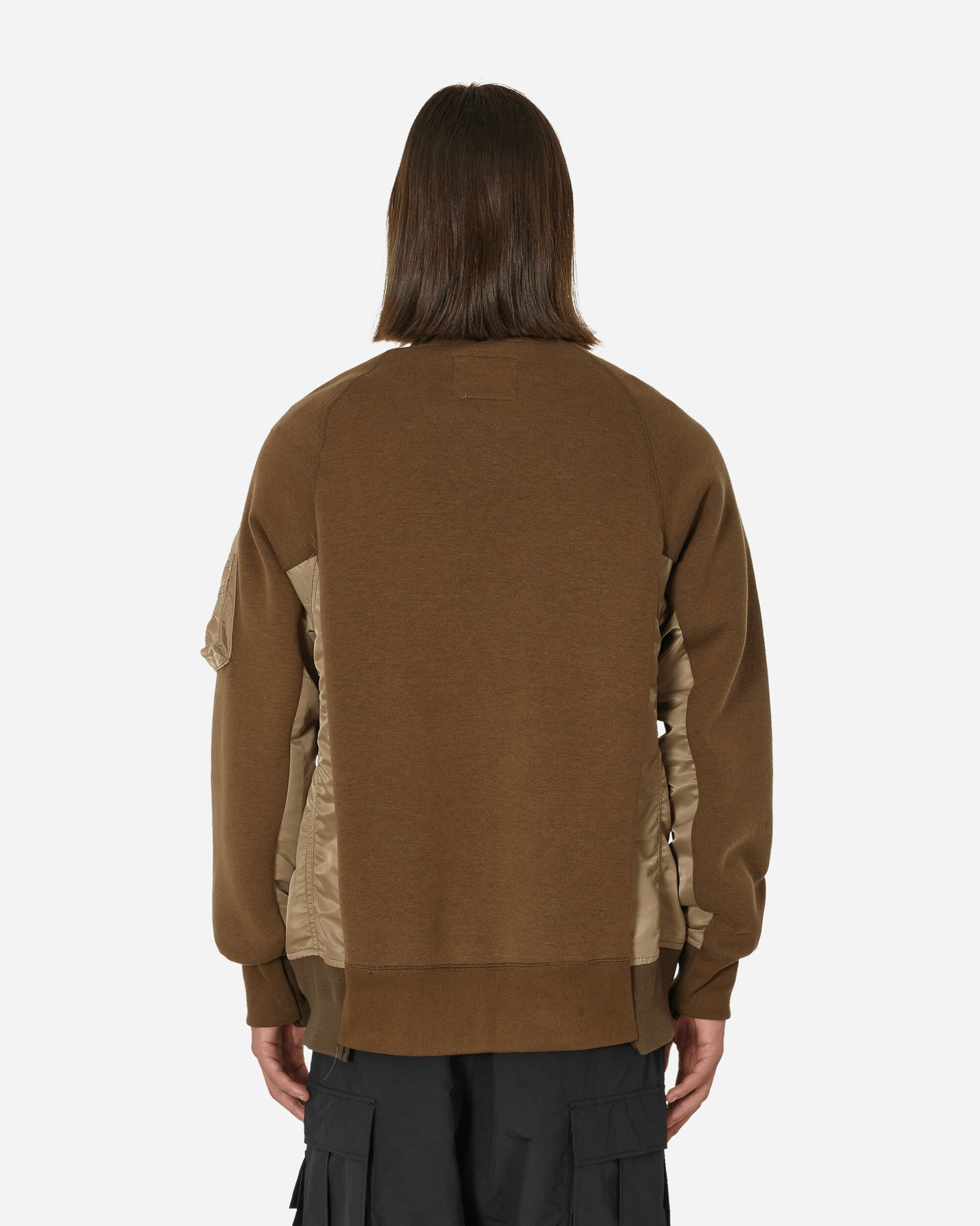 sacai Sponge Sweat X Nylon Twill Pullover Dark Beige/Dark Beige Sweatshirts Crewneck SCM-058 640