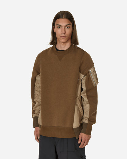 sacai Sponge Sweat X Nylon Twill Pullover Dark Beige/Dark Beige Sweatshirts Crewneck SCM-058 640